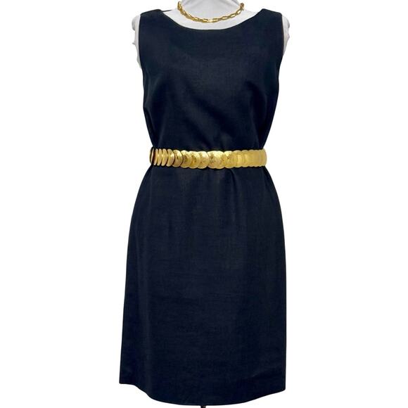 Nina Leonard LBD - Little Black Dress Linen Sheath Size 6 Sleeveless Career‎ - Picture 1 of 11